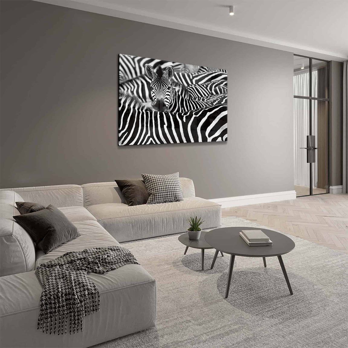 Glasschilderij - Zebra´s - 120x80cm