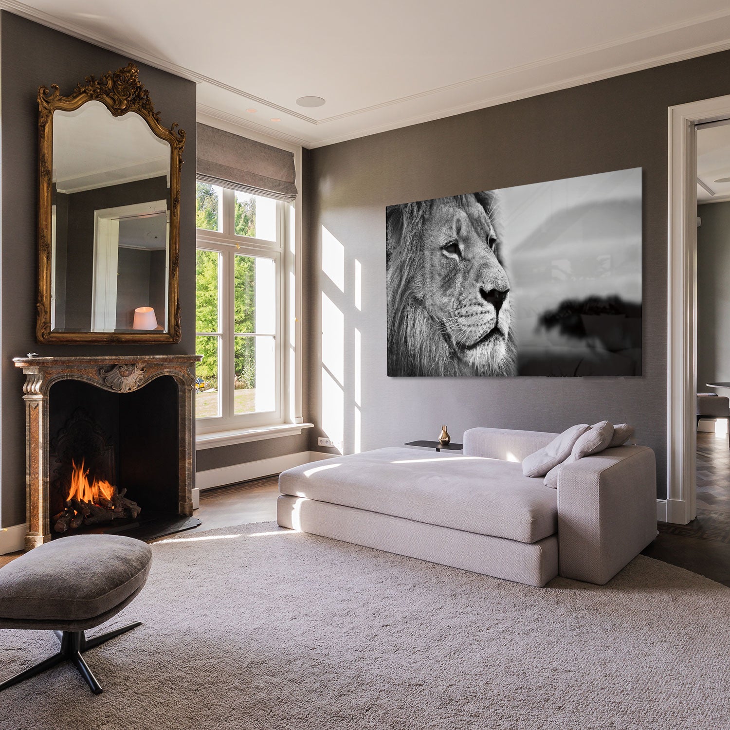 Glasschilderij - Lion king - 120x80cm