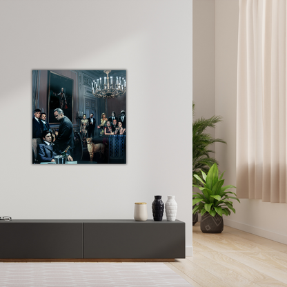 Glasschilderij - The Gangsters Reunion - 100x100cm