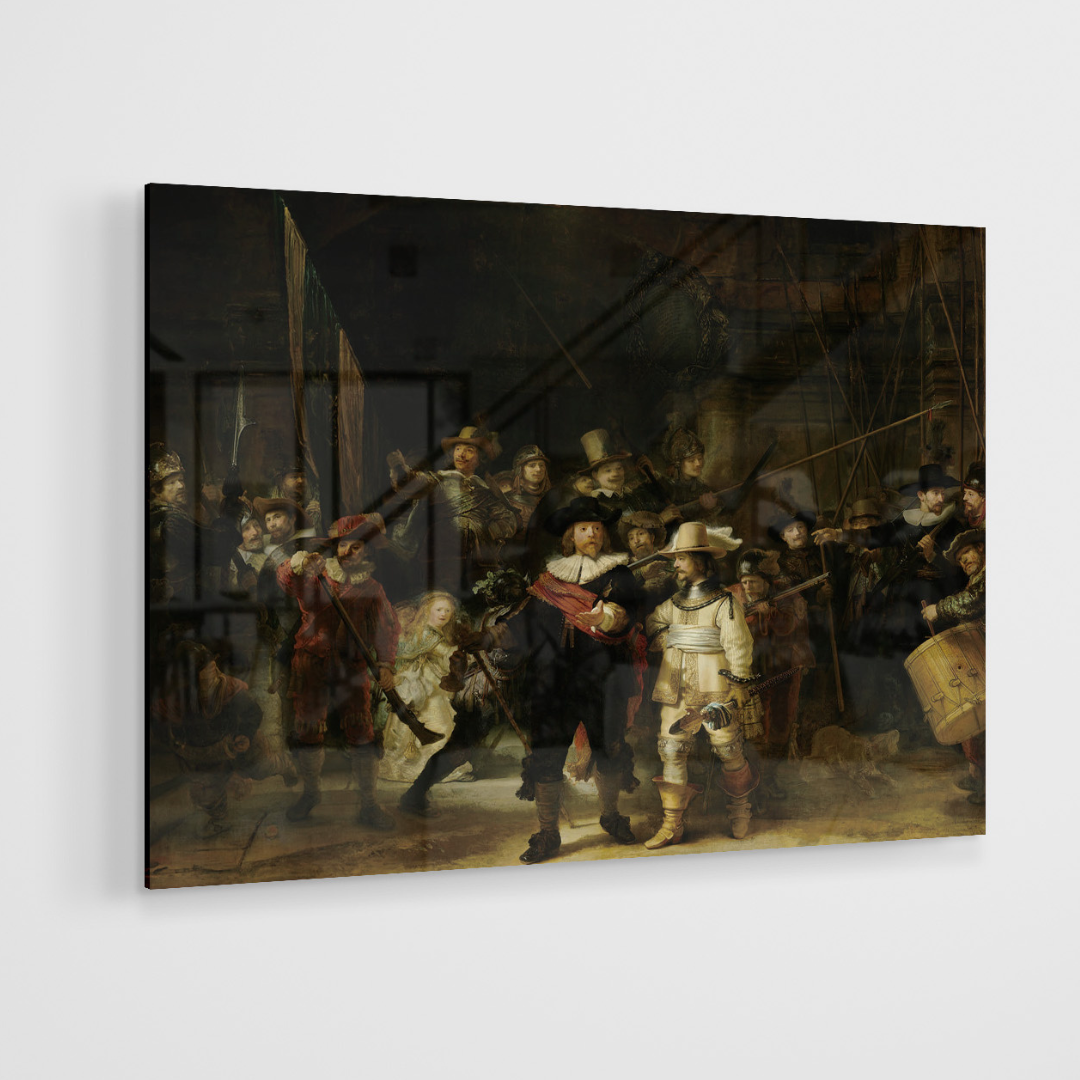 Glasschilderij - Nachtwacht - 120x80cm/150x100cm