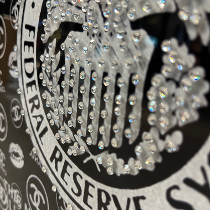 Strass Glasschilderij - Chanel Dollar Bill - 70x160cm