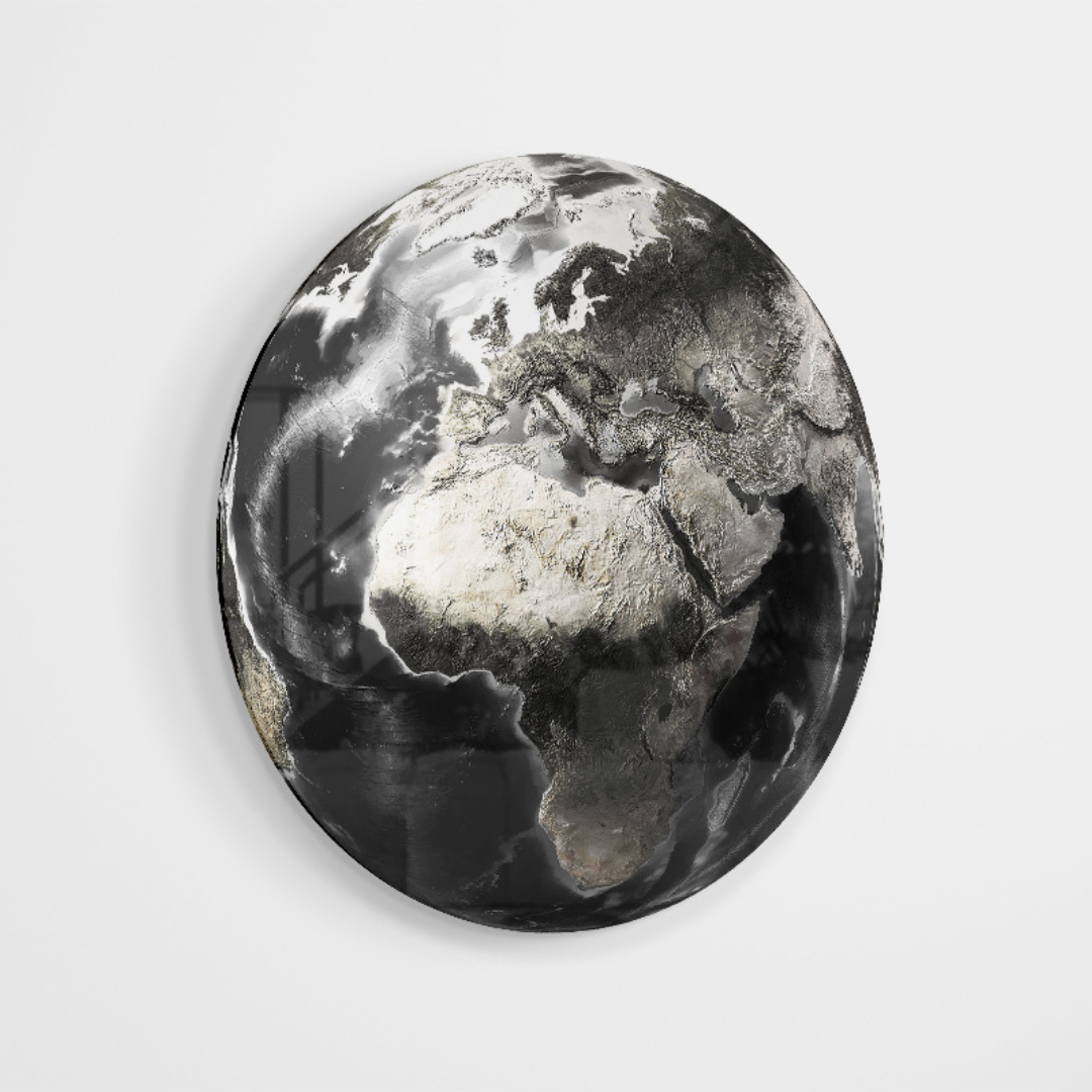Glasschilderij - Black Earth - 100cm rond