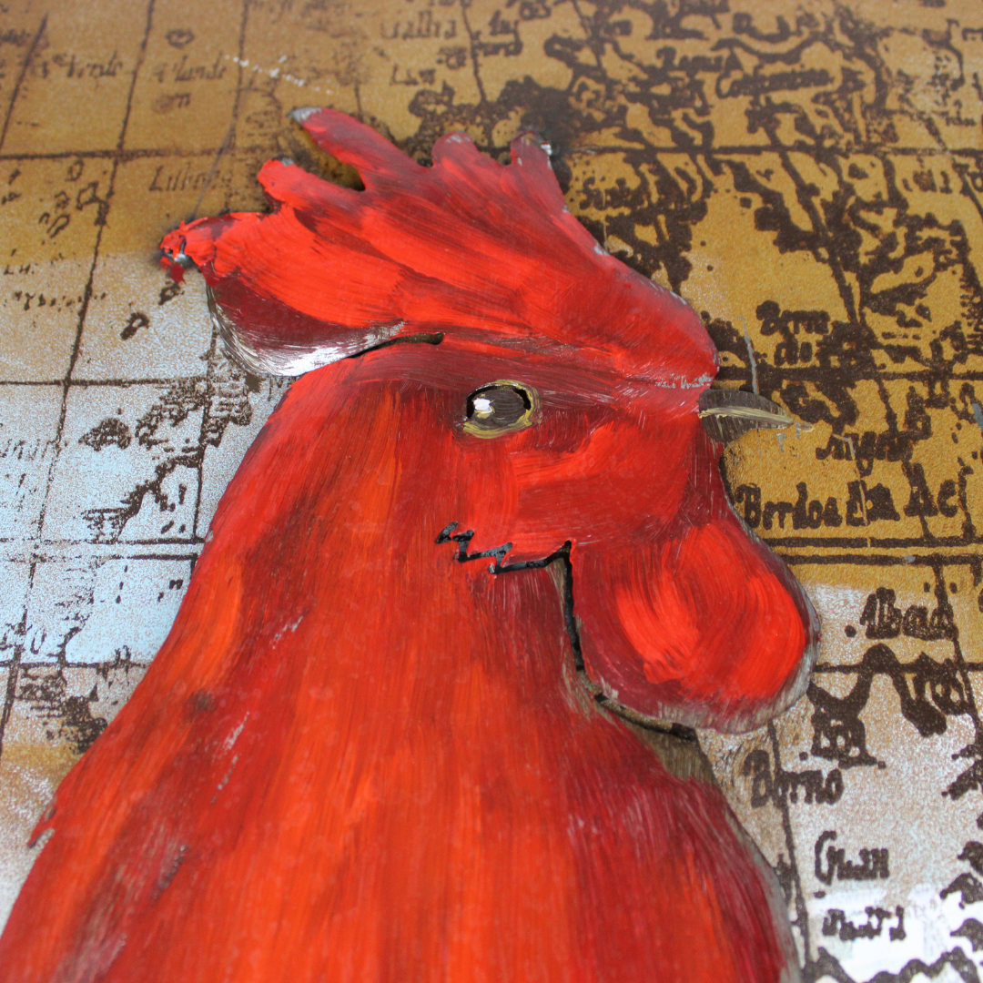 3D Schilderij Metaal - De haan – 80x80cm