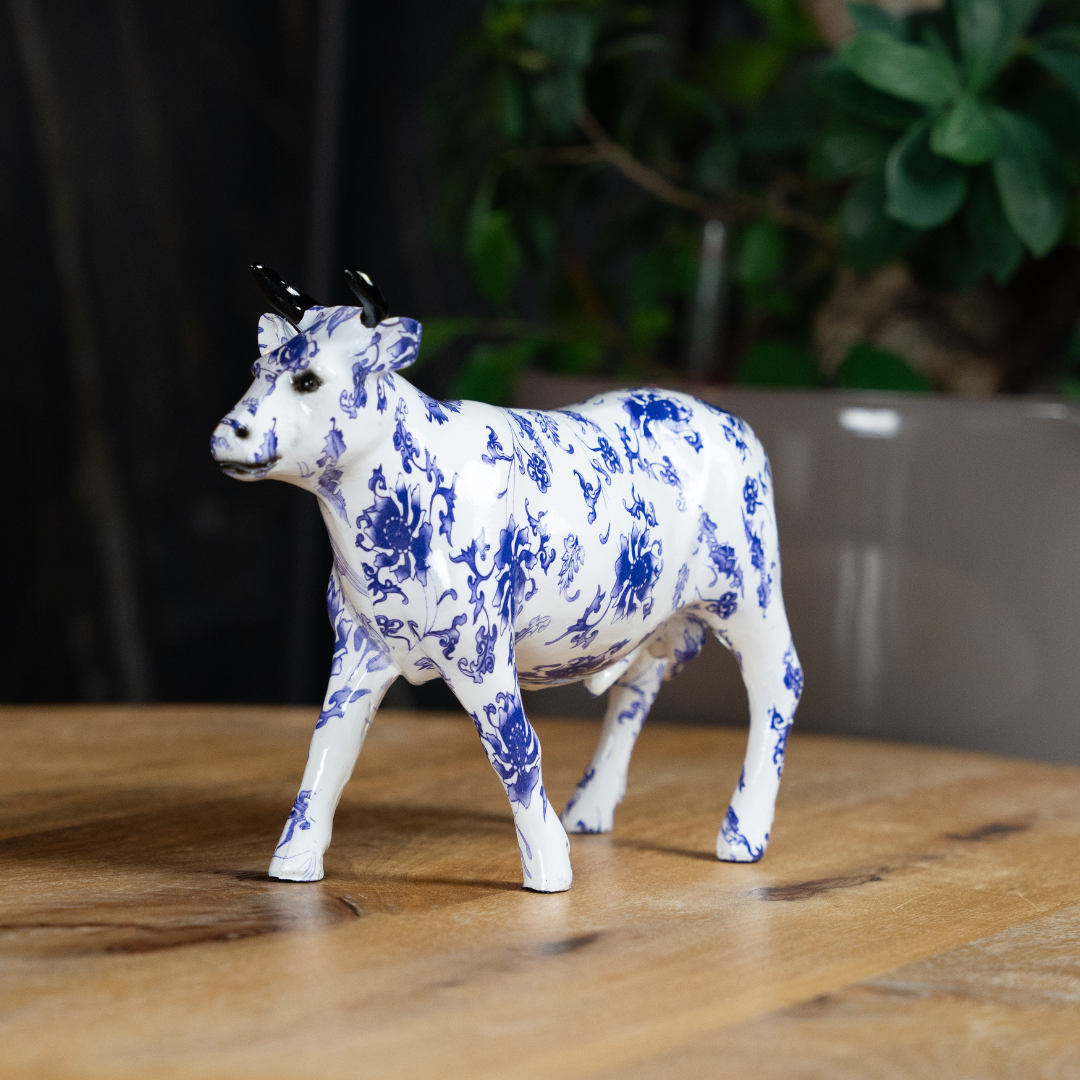 Koe - Delfts blauw - Polystone beeldje