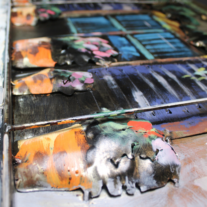 3D Schilderij Metaal - Balkon bloemen – 60x150cm