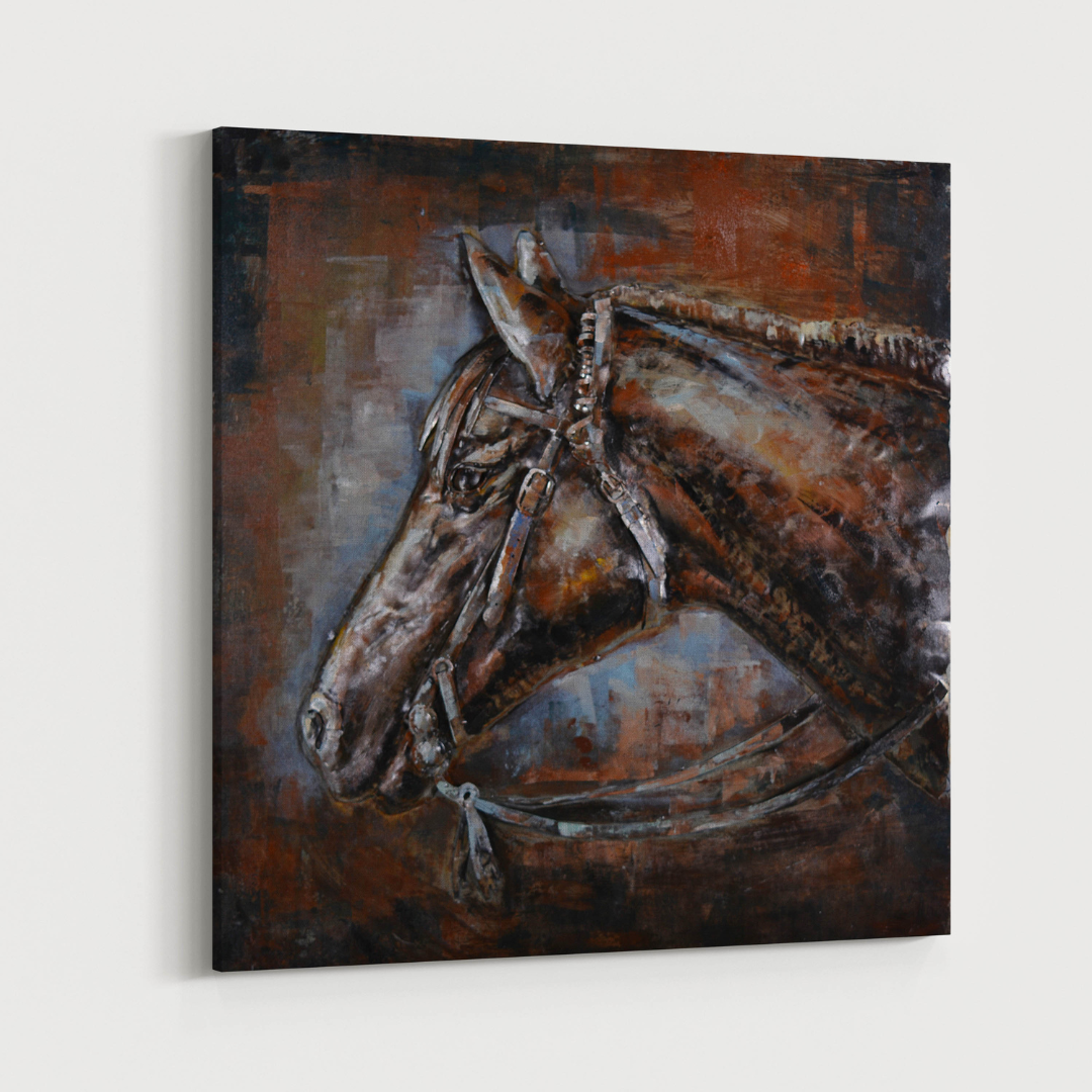 3D Schilderij Metaal - Horse - 80x80cm