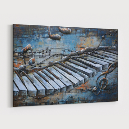 3D Schilderij Metaal - Piano – 120x80cm