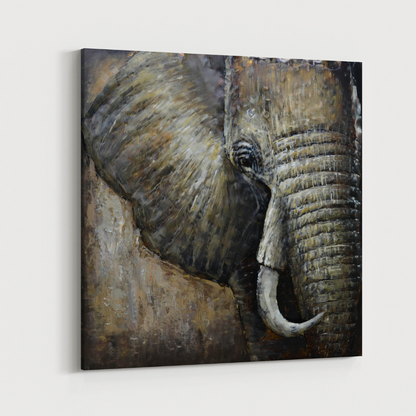 3D Schilderij Metaal - Big elephant – 100x100cm