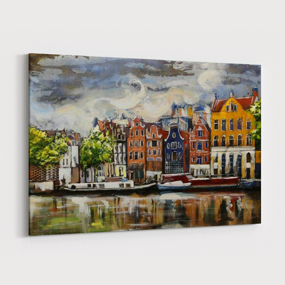 3D Schilderij Metaal - Amsterdamse grachten – 120x80cm