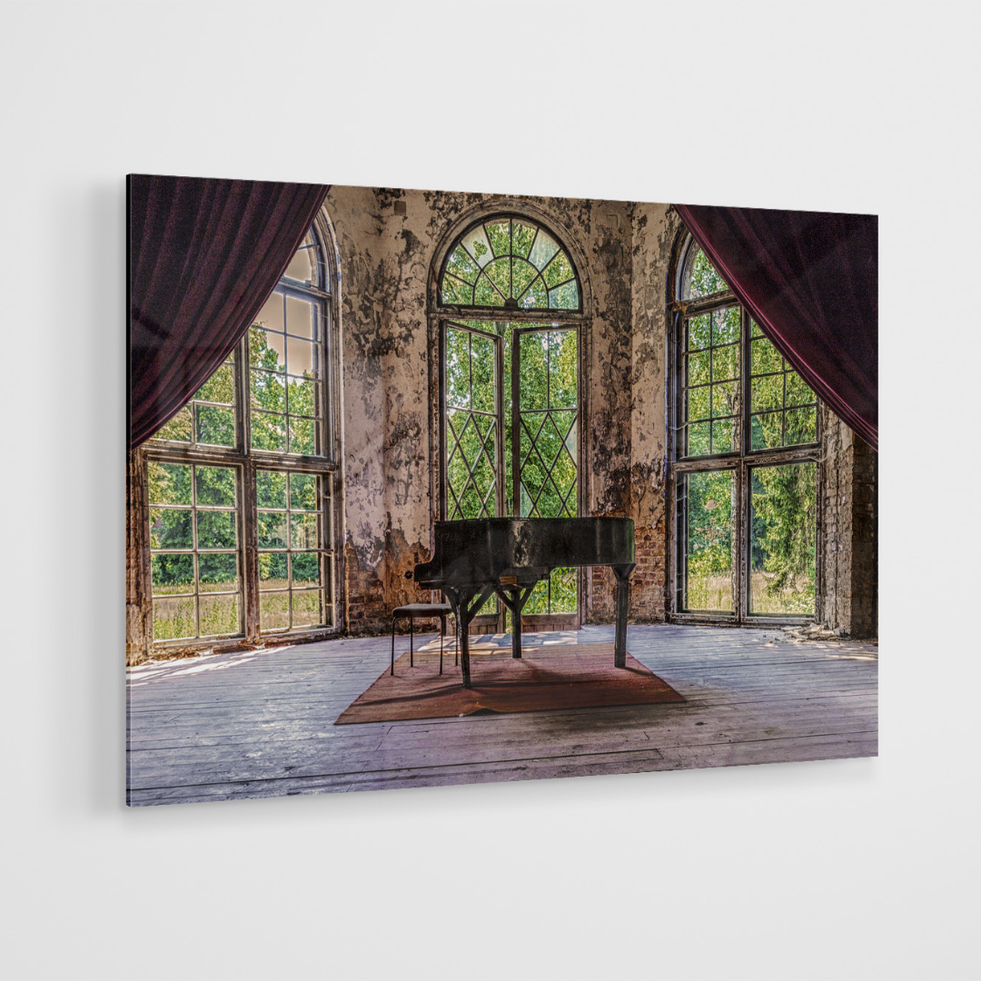 Glasschilderij - Piano - 120x80cm