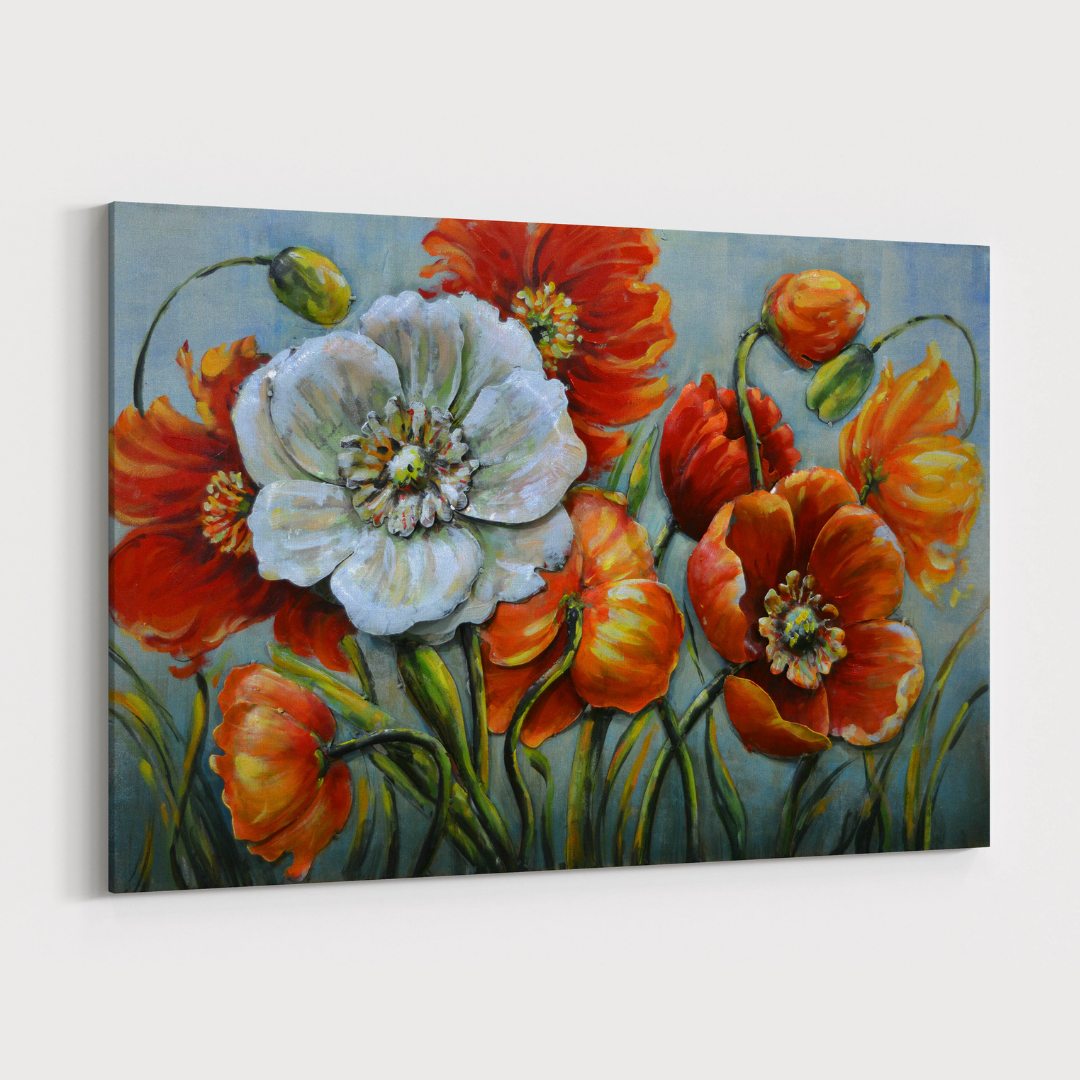 3D Schilderij Metaal - Flowers – 120x80cm