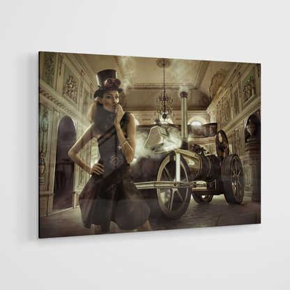 Glasschilderij - Lady in Paris - 120x80cm