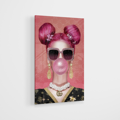 Strass Glasschilderij - Gucci Bubblegum - 80x120cm