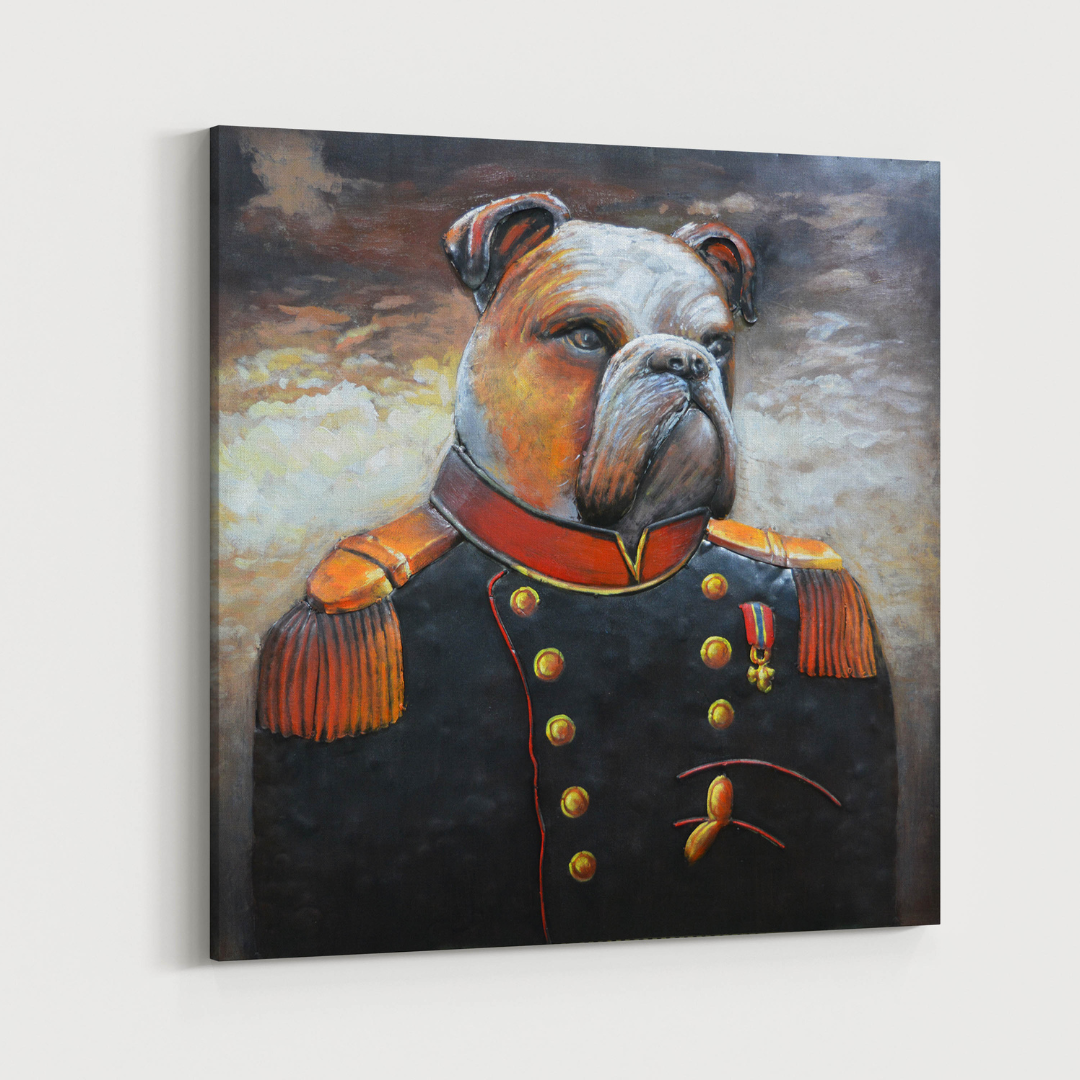 3D Schilderij Metaal - Sir bulldog - 80x80cm