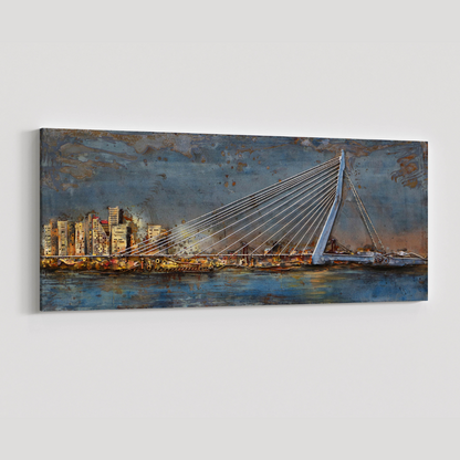 3D Schilderij Metaal - Erasmusbrug – 60x150cm