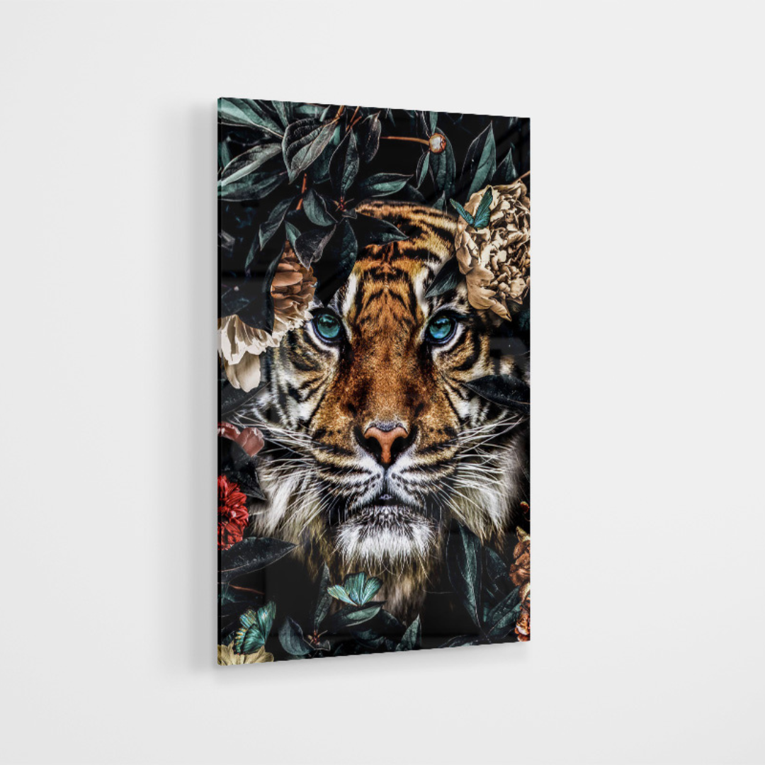 Glasschilderij - Velvet tiger - 80x120cm