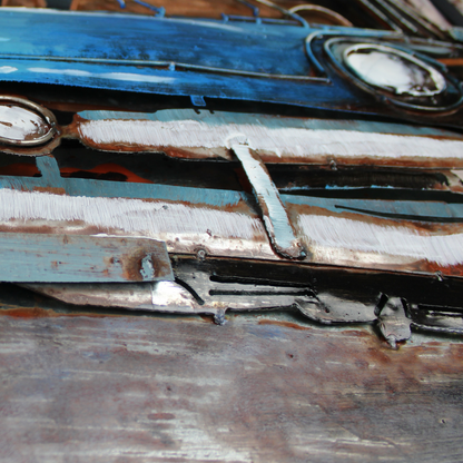 3D Schilderij Metaal - A blue car – 120x80cm