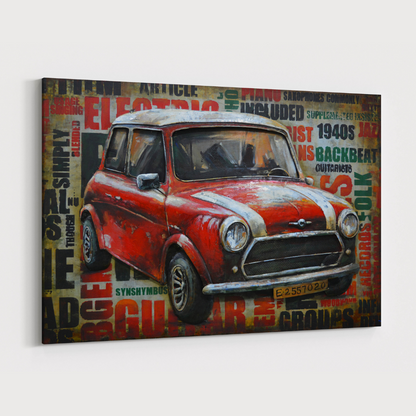 3D Schilderij Metaal - Mini cooper – 120x80cm