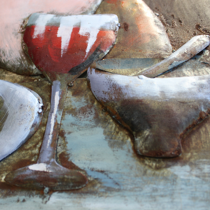 3D Schilderij Metaal - Dikke dames –  80x80cm