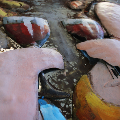 3D Schilderij Metaal - Dikke dames –  80x80cm