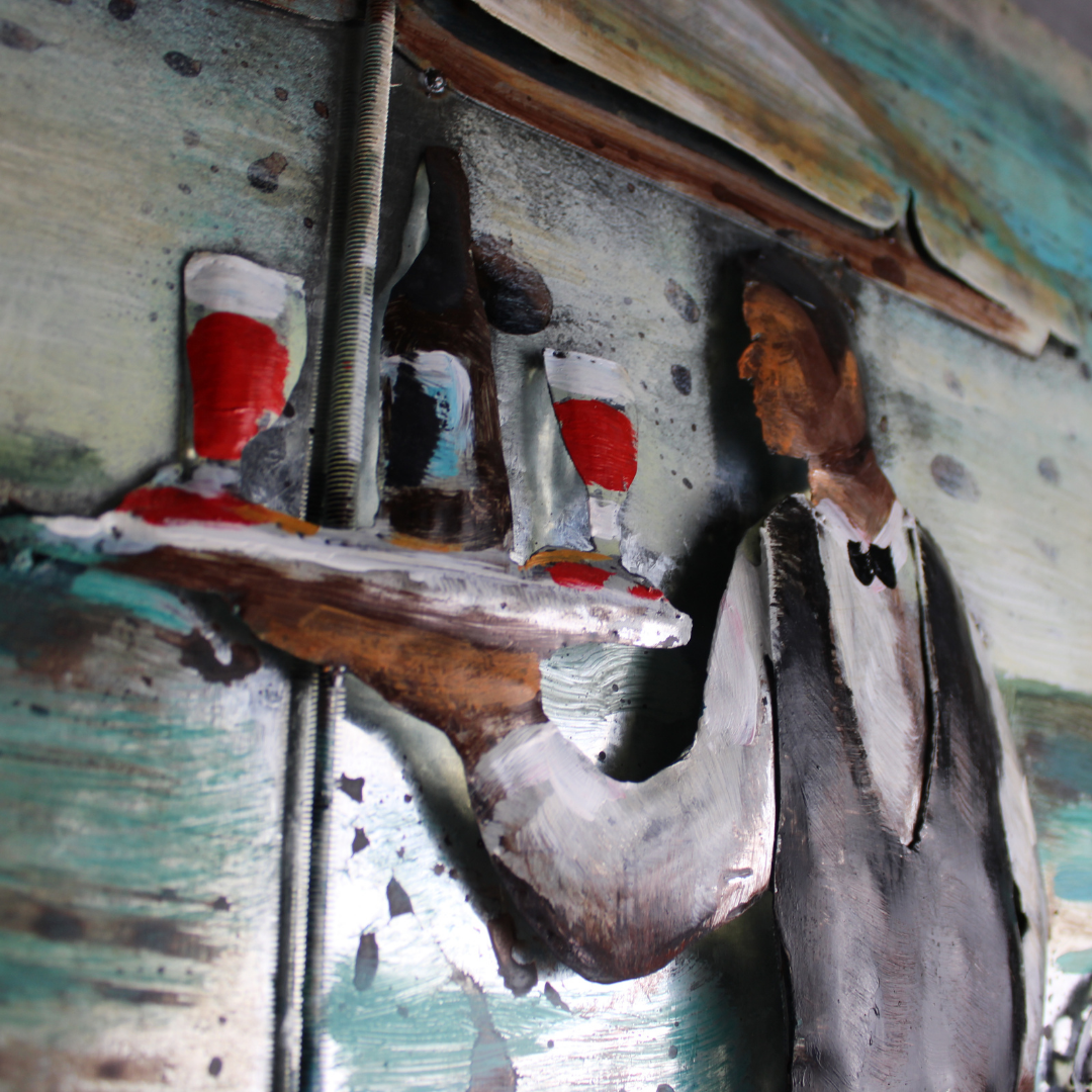 3D Schilderij Metaal - Diner at the beach – 120x80cm