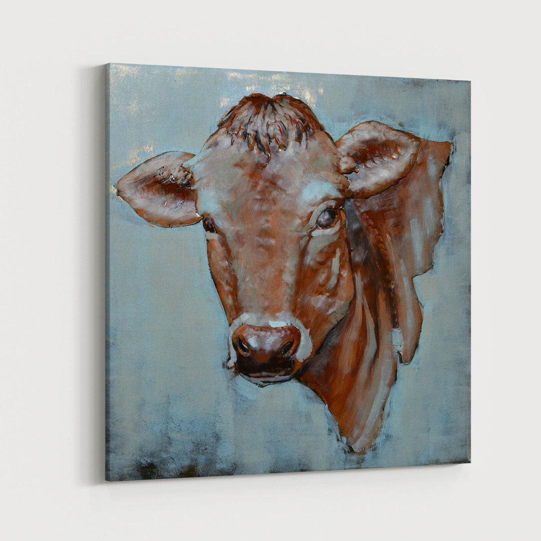 3D Schilderij Metaal - Connie the cow - 80x80cm