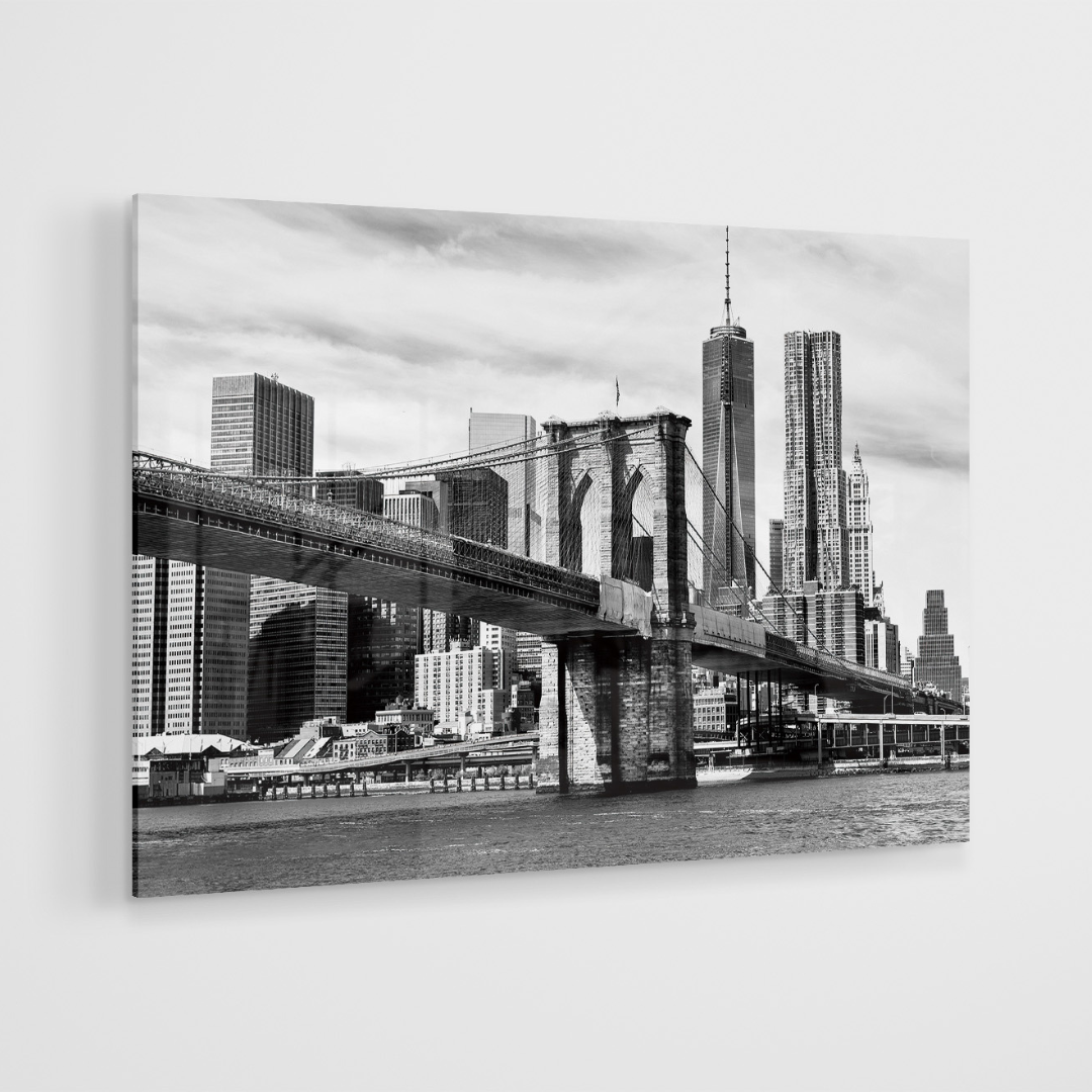 Glasschilderij - Skyline black and white - 120x80cm