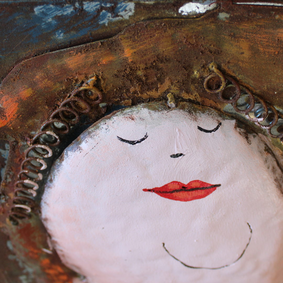 3D Schilderij Metaal - Dikke dames –  80x80cm
