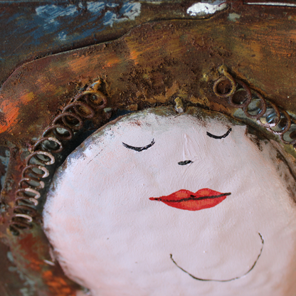 3D Schilderij Metaal - Dikke dames –  80x80cm
