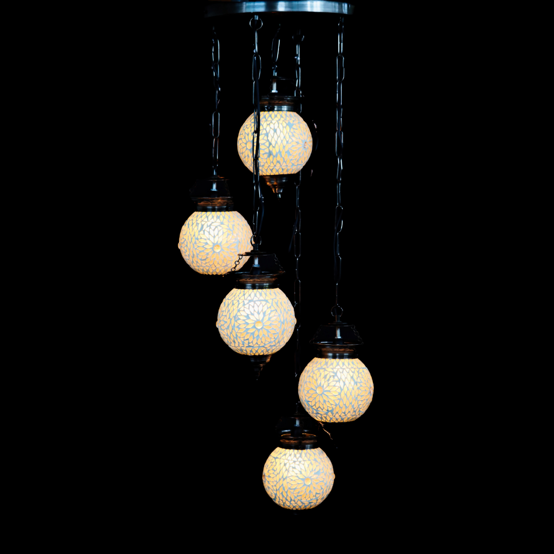 Hanglamp 5 bollen wit