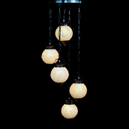 Hanglamp 5 bollen wit