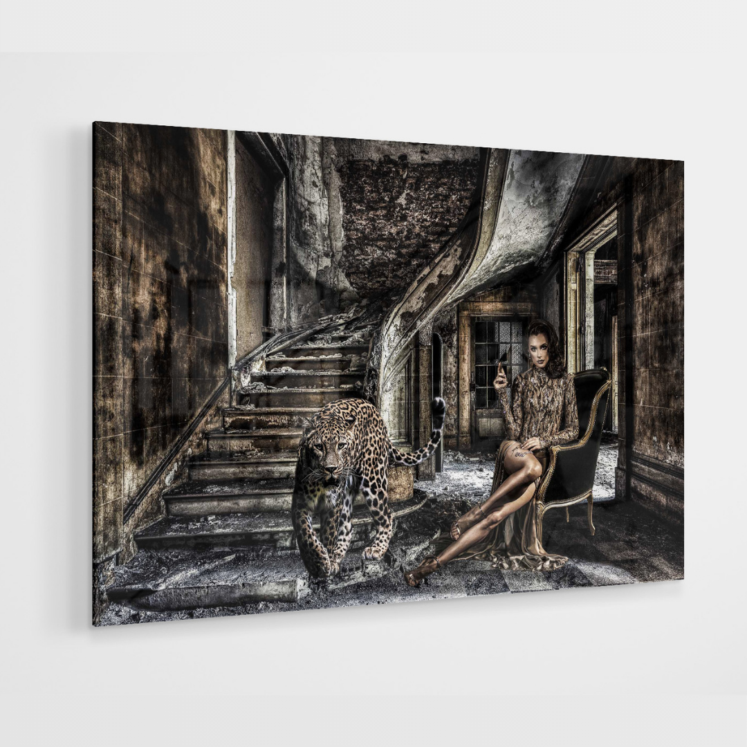 Glasschilderij – The Panther – 120x80cm