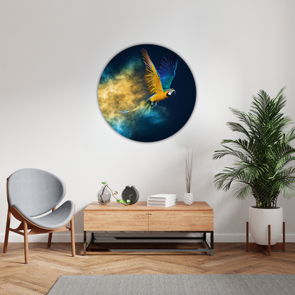Glasschilderij - Parrot -100cm rond