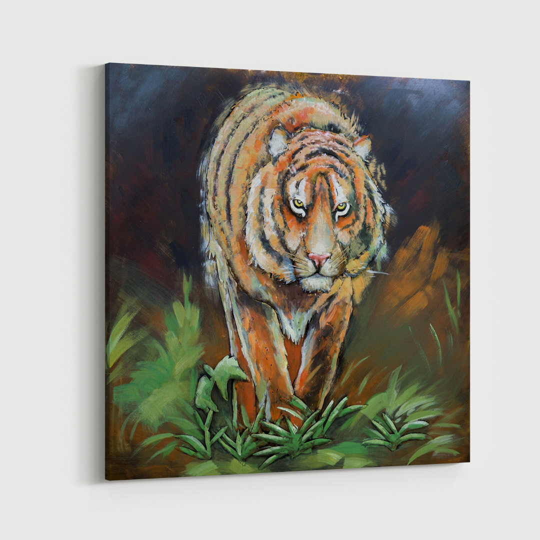 3D Schilderij Metaal - Tijger – 100x100cm