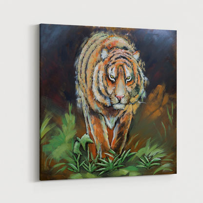 3D Schilderij Metaal - Tijger – 100x100cm