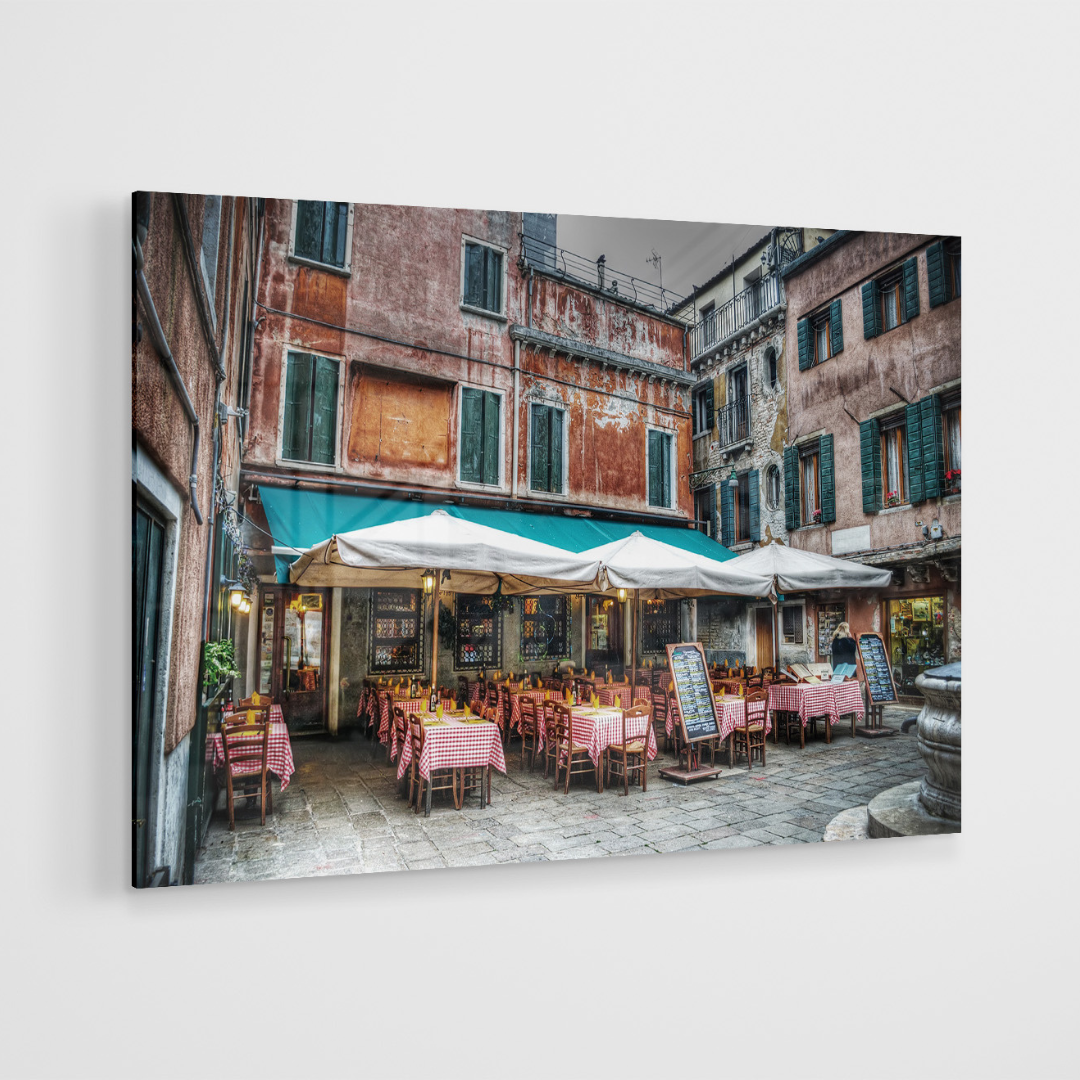 Glasschilderij - Terras in Italië - 120x80cm