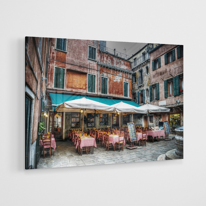 Glasschilderij - Terras in Italië - 120x80cm