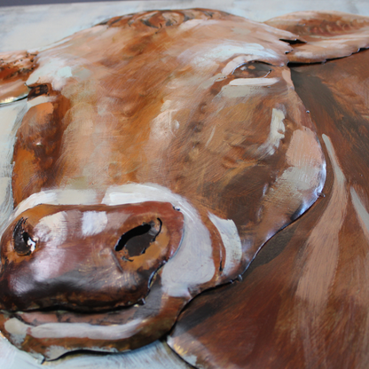 3D Schilderij Metaal - Connie the cow - 80x80cm