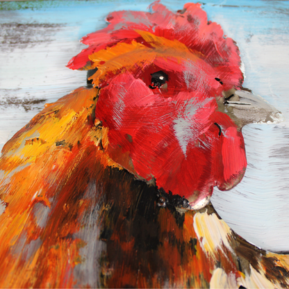 3D Schilderij Metaal - Kippen – 60x150cm