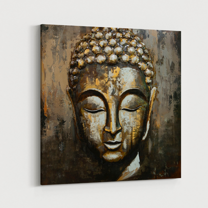 3D Schilderij Metaal - Buddha – 100x100cm