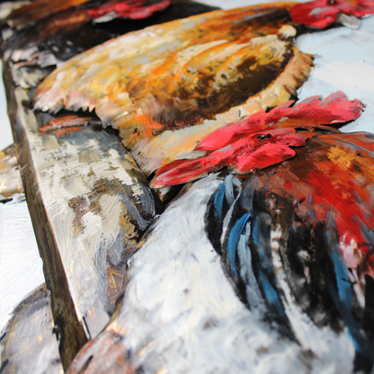 3D Schilderij Metaal - Kippen – 60x150cm