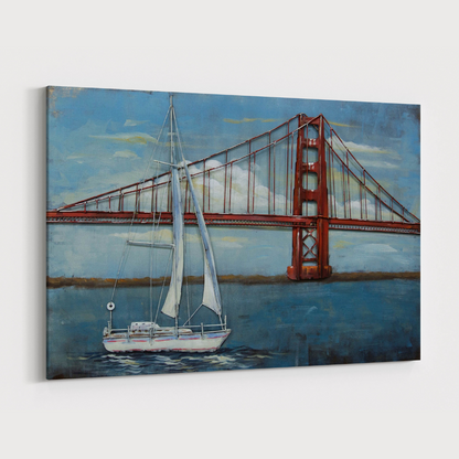 3D Schilderij Metaal - Golden gate bridge – 120x80cm