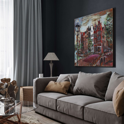 3D Schilderij Metaal - Amsterdam bridge - 100x100cm