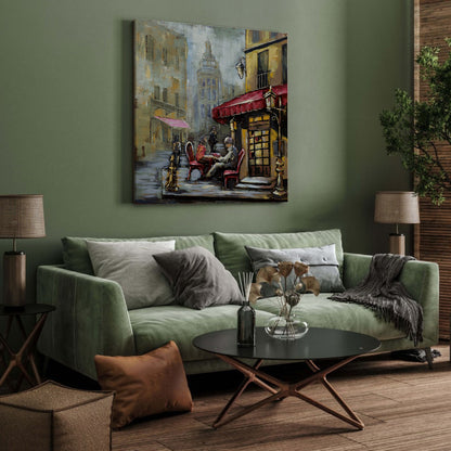 3D Schilderij Metaal - Café terras – 100x100cm