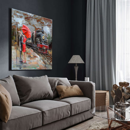 3D Schilderij Metaal - Black train – 100x100cm
