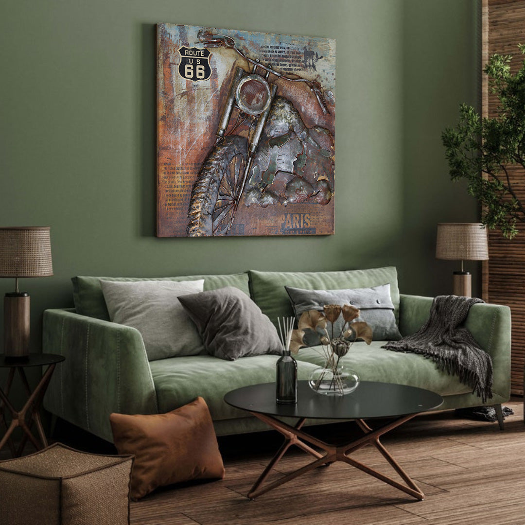 3D Schilderij Metaal - Harley davidson – 100x100cm