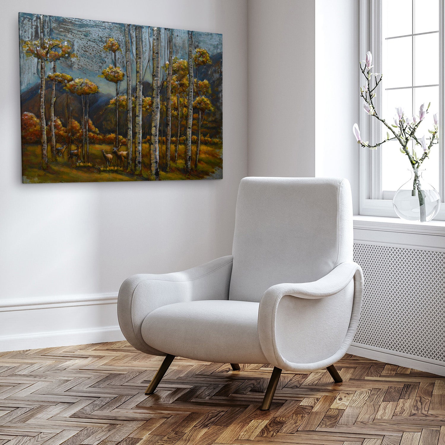 3D Schilderij Metaal - Herten in het bos – 120x80cm