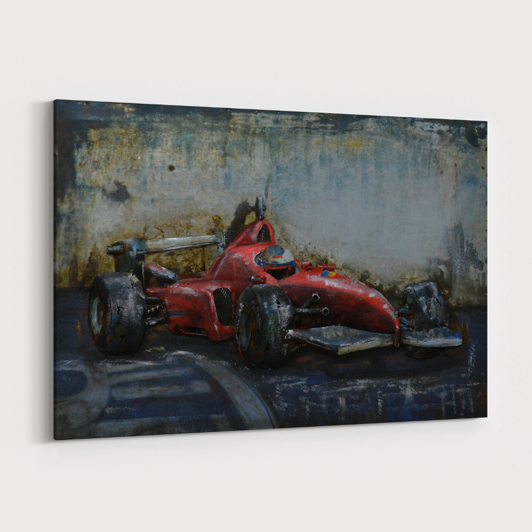 3D Schilderij Metaal - Race car - 40x60cm