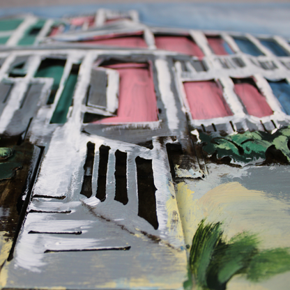 3D Schilderij Metaal - Cycle on the beach – 120x80cm