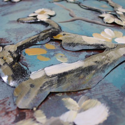 3D Schilderij Metaal - Almond branches – 100x100cm